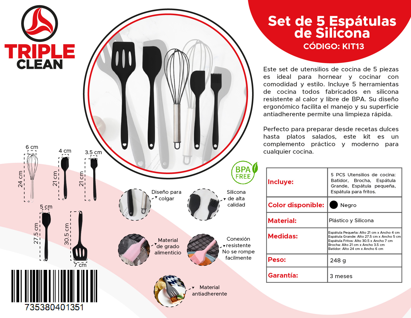 Miniatura 2 de Set de 5 espátulas de Silicona